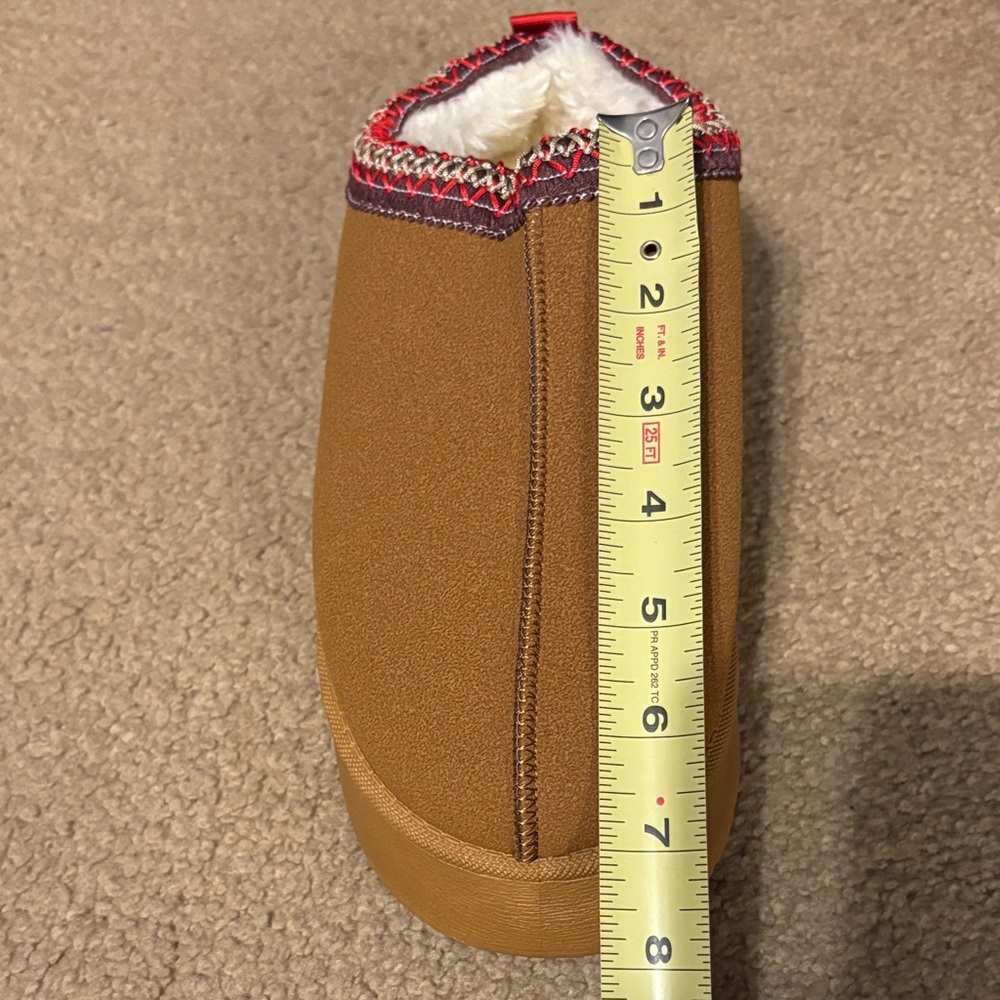 Amazon Tan Faux Fur Platform Suede Ankle Slip-On Slippers Size 42 - Picture 6 of 8